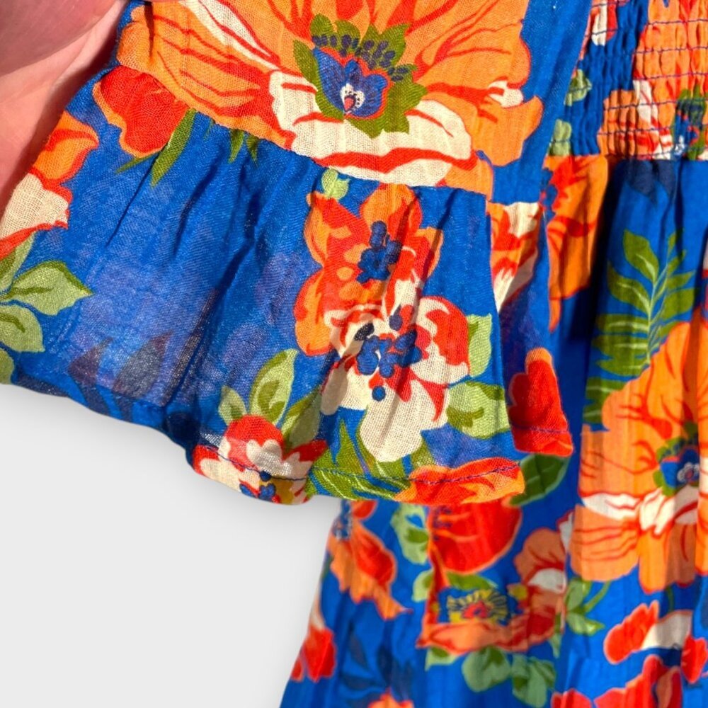GUESS Charley Off-The-Shoulder Dress Sz MEDIUM Blue Floral Boho NEW - Picture 9 of 11